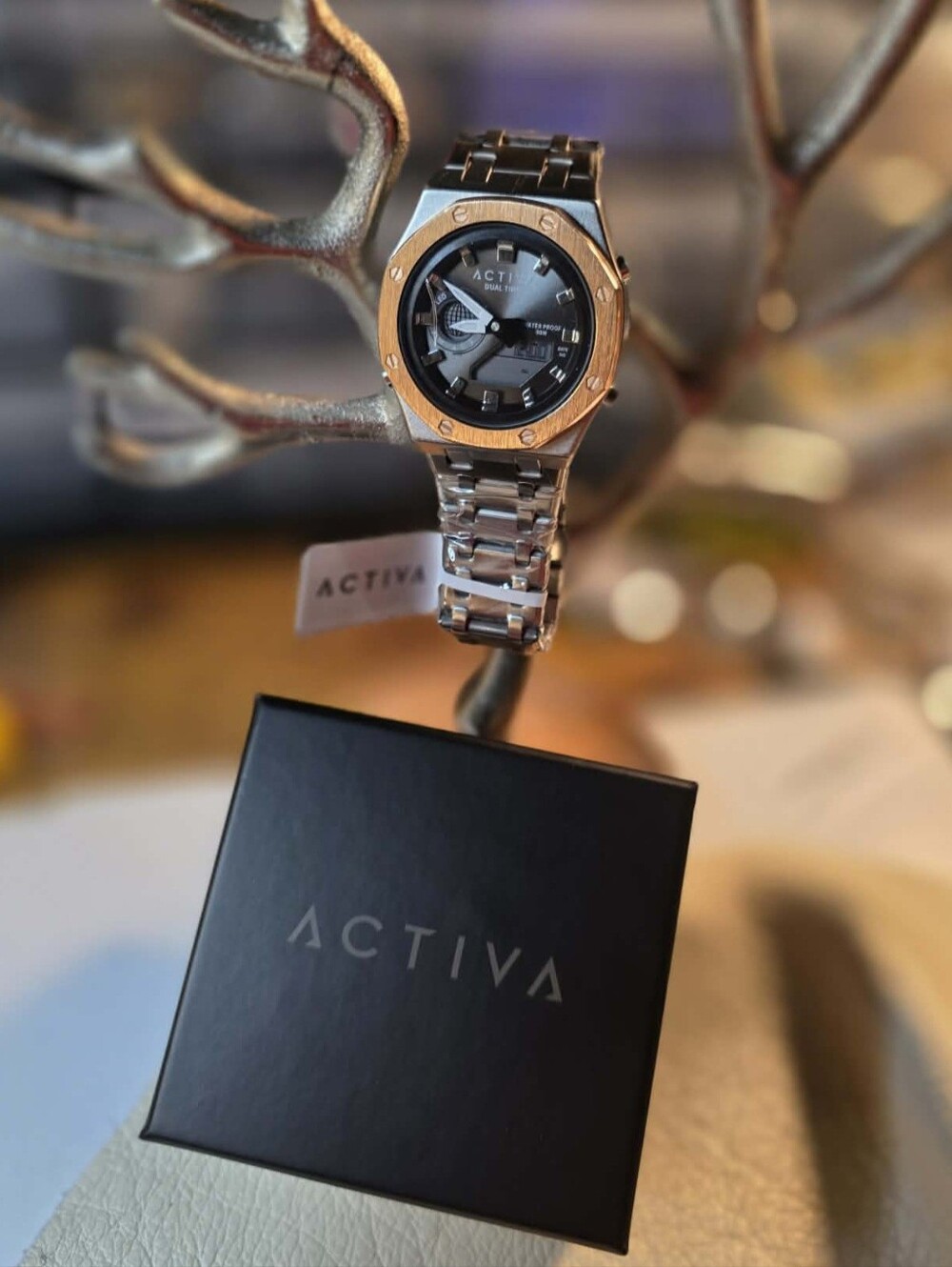 ACTIVA Dual Time Men's Watch / Gray Sunburst Dial / NEW